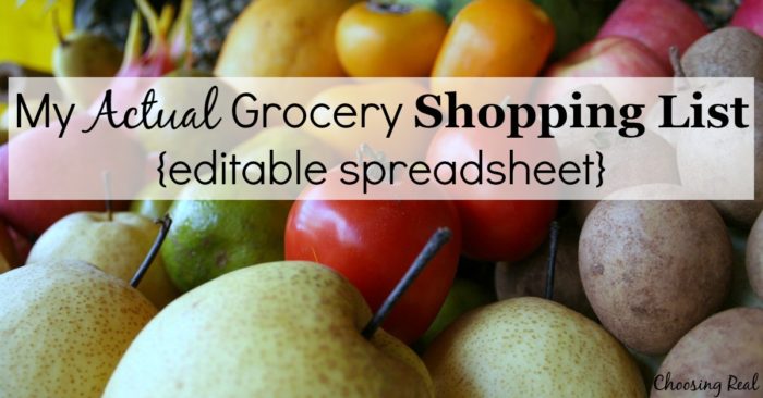 I am giving you my actual grocery shopping list that I use each week. This list has streamlined my grocery shopping. Take it and customize to work for you.