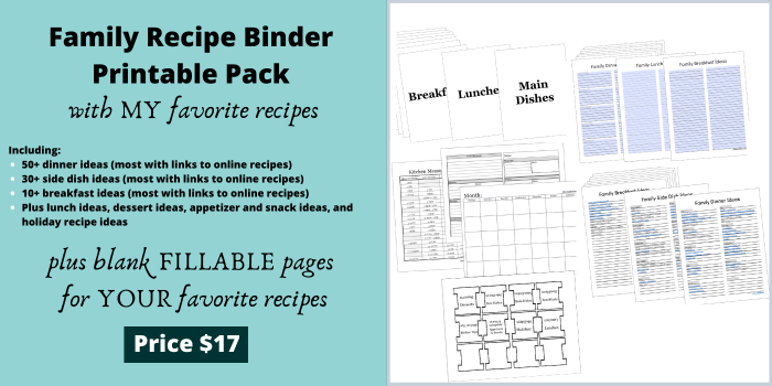 Family Recipe Binder Printable Pack Choosing Real