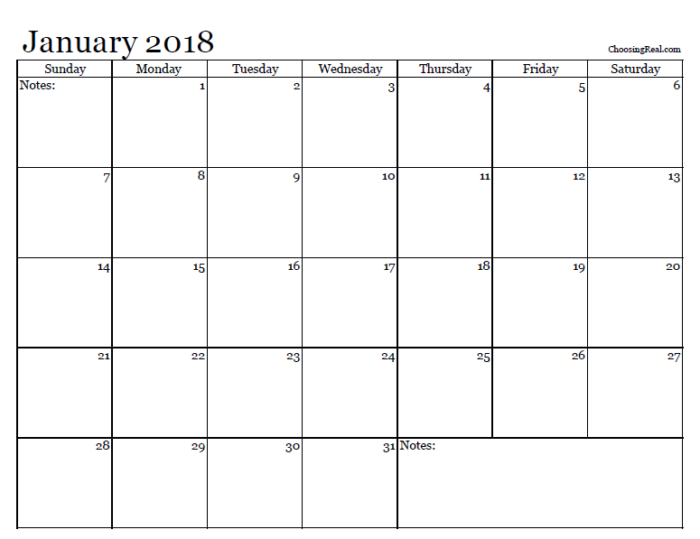 Use these 2018 monthly calendar pages to quickly see each month at a glance. 