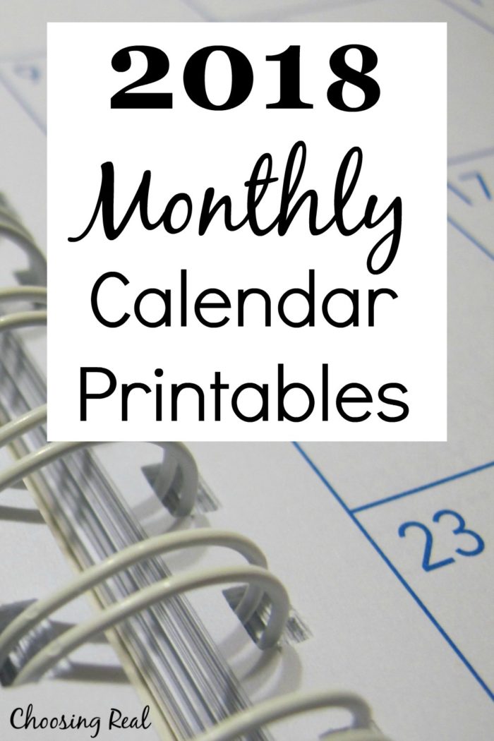 Use these 2018 monthly calendar pages to quickly see each month at a glance. 